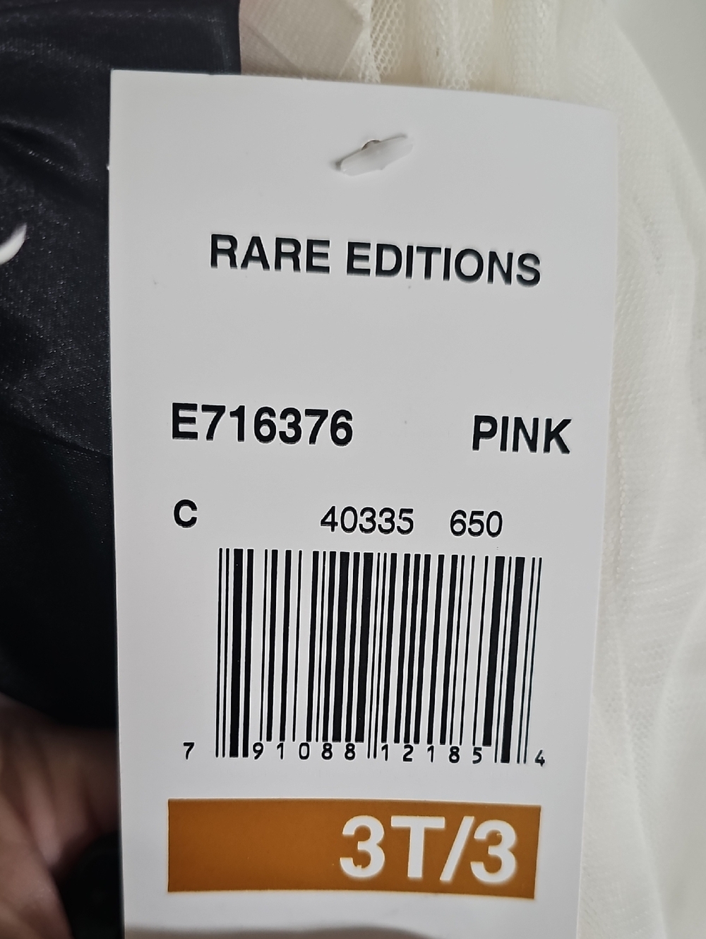Rare Editions Pink Floral Bodice White Layered Dress with Black Satin Bow 3T - Picture 4 of 4